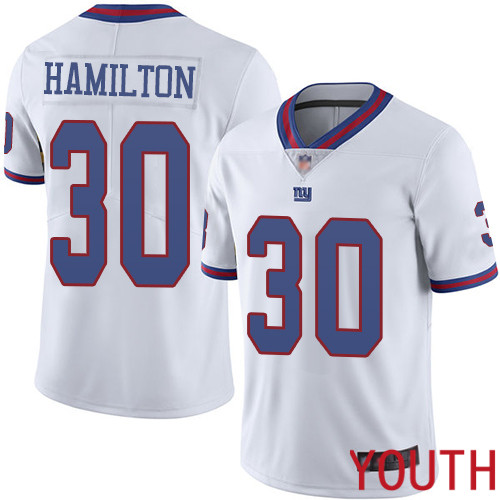 Youth New York Giants #30 Antonio Hamilton Limited White Rush Vapor Untouchable Football NFL Jersey->youth nfl jersey->Youth Jersey